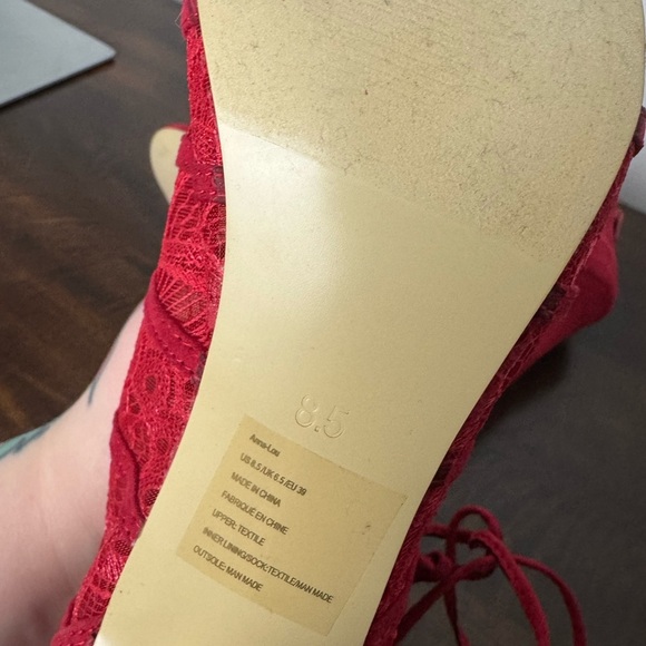 JustFab Red Lace Up Stiletto Heels, US Size 8.5 - Picture 8 of 10